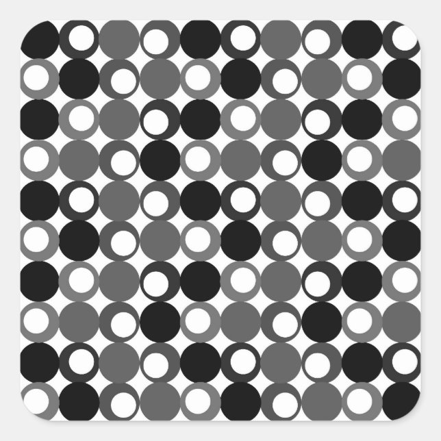 Retro Schwarz-Weiß-Muster Quadratischer Aufkleber (Vorderseite)