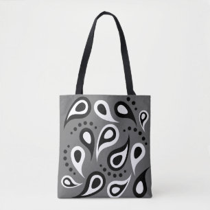 Retro Schwarz-Weiß-Paisley-Grunge-Ästhetik-Tasche Tasche
