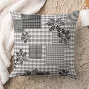 Retro Schwarz-Weiß-Patchwork-Landhaus-Stil Muster Kissen