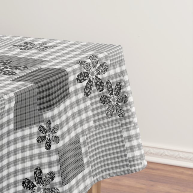 Retro Schwarz-Weiß-Patchwork-Landhaus-Stil Muster Tischdecke (Beispiel)
