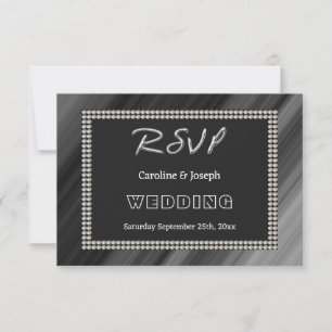 Retro Schwarz & Weiß, Perlen UAWG Hochzeit RSVP Karte
