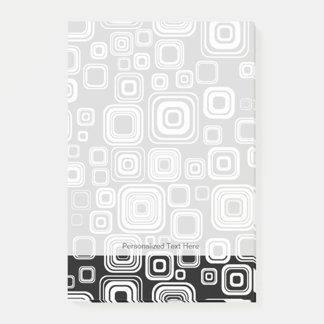 Retro-Schwarz-Weiß-Quadrate Post-it Klebezettel (Vorderseite)