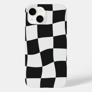 Retro Schwarz-Weiß-Schachbrettmuster verwölbt Case-Mate iPhone 14 Hülle