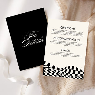 Retro schwarz-weiß Schachtel Die Details Hochzeit Einladung