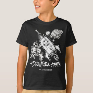 Retro Schwarz-weiß Space Tracket Astronaut T- T-Shirt