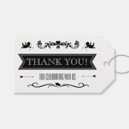 Retro-Schwarz-Weiß-Typografie-Hochzeit Geschenkanhänger
