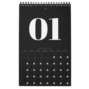 Retro-Schwarz-Weiß-Typografie ohne Foto Kalender