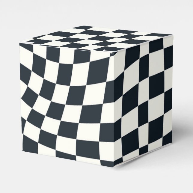 Retro Schwarz-weiß überprüft Warpkette überprüft Geschenkschachtel (Vorderseite)