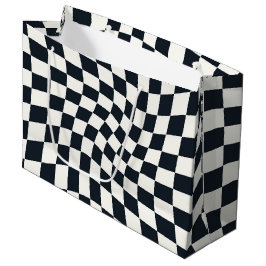 Retro Schwarz-weiß überprüft Warpkette überprüft Große Geschenktüte