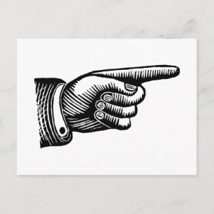 Retro Schwarz-Weiß-Zeigefinger Postkarte