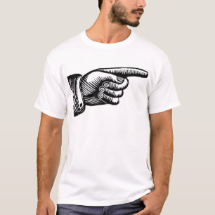 Retro Schwarz-Weiß zeigender Finger T-Shirt