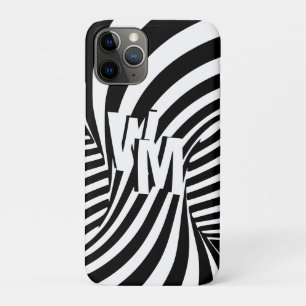 Retro Schwarz-weiße Abstrakte Zebra-Musterinitiale Case-Mate iPhone Hülle