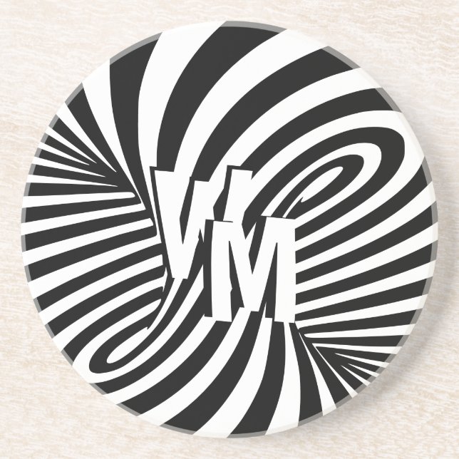 Retro Schwarz-weiße Abstrakte Zebra-Musterinitiale Getränkeuntersetzer (Vorne)
