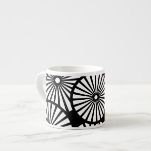 Retro Schwarz-weiße Blume Espresso Tasse