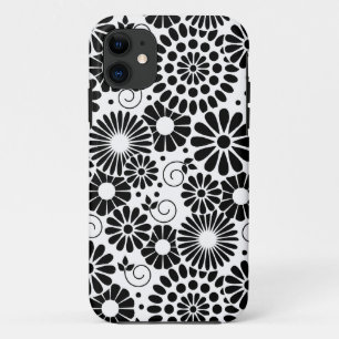 Retro Schwarz-weiße Blume iPhone 5 Fall iPhone 11 Hülle