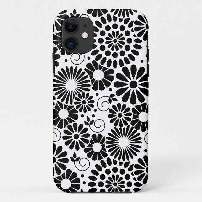 Retro Schwarz-weiße Blume iPhone 5 Fall Case-Mate iPhone Hülle (Rückseite)