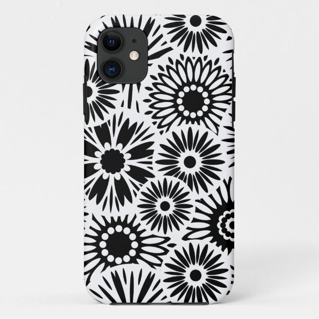 Retro Schwarz-weiße Blume iPhone 5 Fall Case-Mate iPhone Hülle (Rückseite)