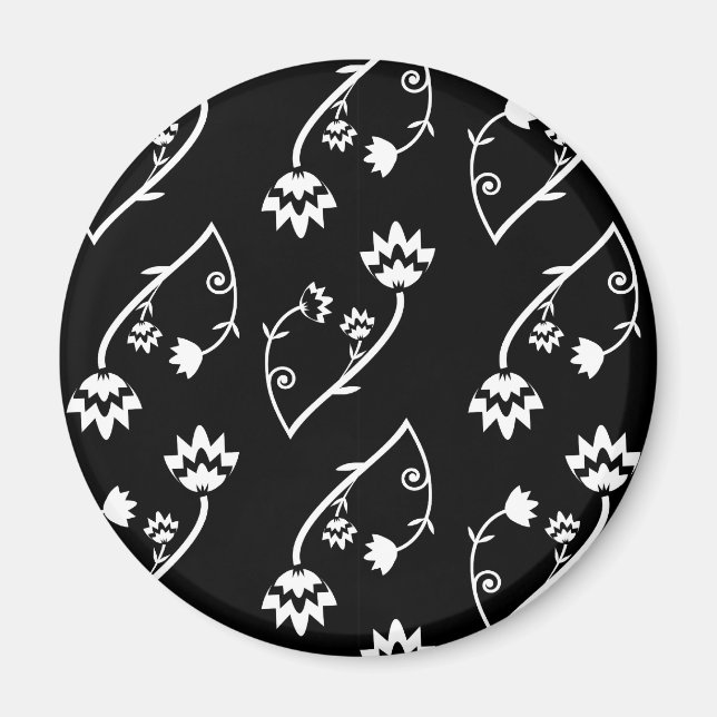 Retro Schwarz-weiße Blume iPhone-Magnet Magnet (Vorne)