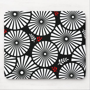 Retro Schwarz-weiße Blume mousepad