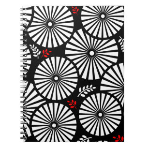 Retro-Schwarz-weiße Blume-Notebook Notizblock