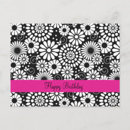 Retro Schwarz-weiße Blume Postkarte