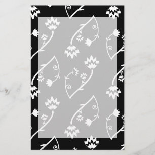 Retro Schwarz-weiße Blume Stationierung Briefpapier