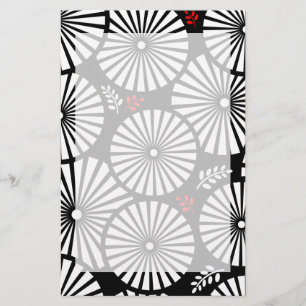 Retro Schwarz-weiße Blume Stationierung Briefpapier