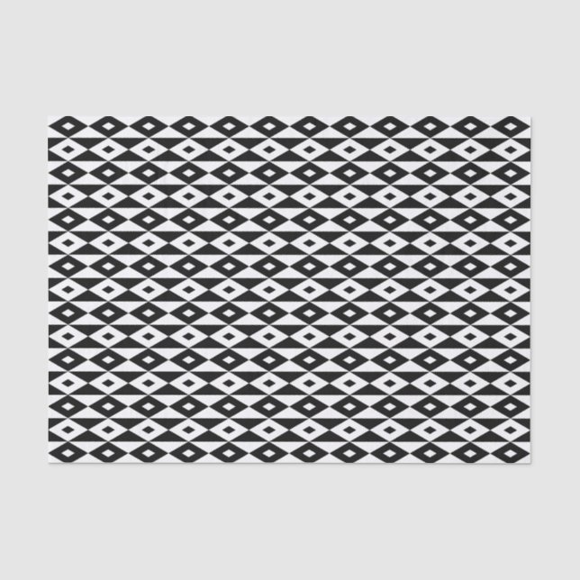 Retro Schwarz-weiße Diamantform Modernes Muster Seidenpapier (Vorderseite)