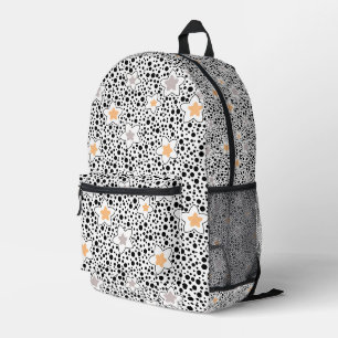 Retro schwarz-weiße Polka Punkte mit Sternen Bedruckter Rucksack