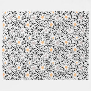 Retro schwarz-weiße Polka Punkte mit Sternen Fleecedecke
