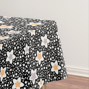Retro schwarz-weiße Polka Punkte mit Sternen Tischdecke