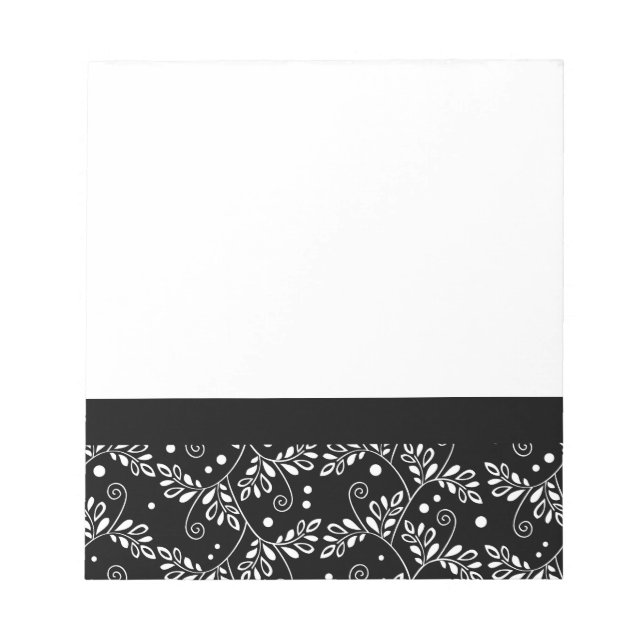 Retro-Schwarz-weißes BlumenNotebook Notizblock (Vorderseite)