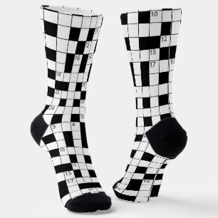 Retro-Schwarz-weißes Kreuzworträtsel-Muster Socken