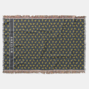 Retro-schwarze Ananasmuster mit goldenem Monogramm Decke