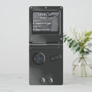 Retro-Schwarze Handheld-Spiele-Hochzeits-Einladung Einladung