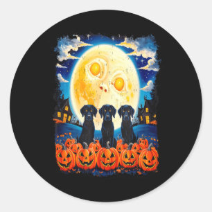 Retro Schwarze Hunde Halloween Hundeliebhaber Male Runder Aufkleber