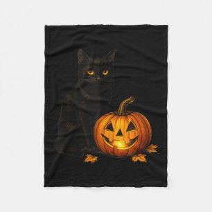 Retro Schwarze Katze Halloween Kürbis Kostüm Fraue Fleecedecke