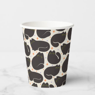 Retro schwarze Katze in hellcreme Pappbecher