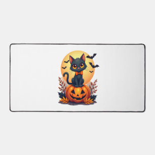 Retro-Schwarze-Katze-Kürbis-Halloween-Kostüm Herbs Schreibtischunterlage