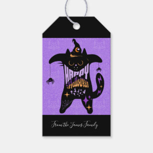 Retro schwarze Katze lustiges Halloween Geschenkanhänger