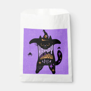 Retro schwarze Katze lustiges Halloween Geschenktütchen