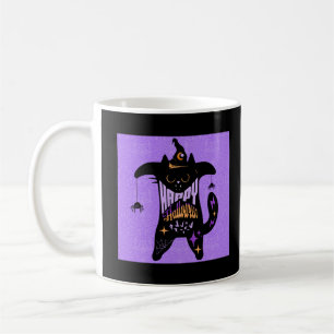 Retro schwarze Katze lustiges Halloween  Kaffeetasse