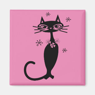 RETRO-SCHWARZE KATZE MAGNET