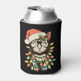 Retro-Schwarze-Katze-Weihnachtsbeleuchtung Lustige Dosenkühler