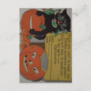 Retro schwarze Katzen-Halloween-Party-Einladung Einladung