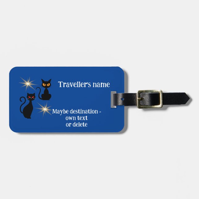 Retro schwarze Katzen mit Sternexplosion - bearbei Gepäckanhänger (Vorderseite horizontal)