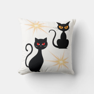 Retro schwarze Katzen mit Sternexplosion Kissen/ Kissen