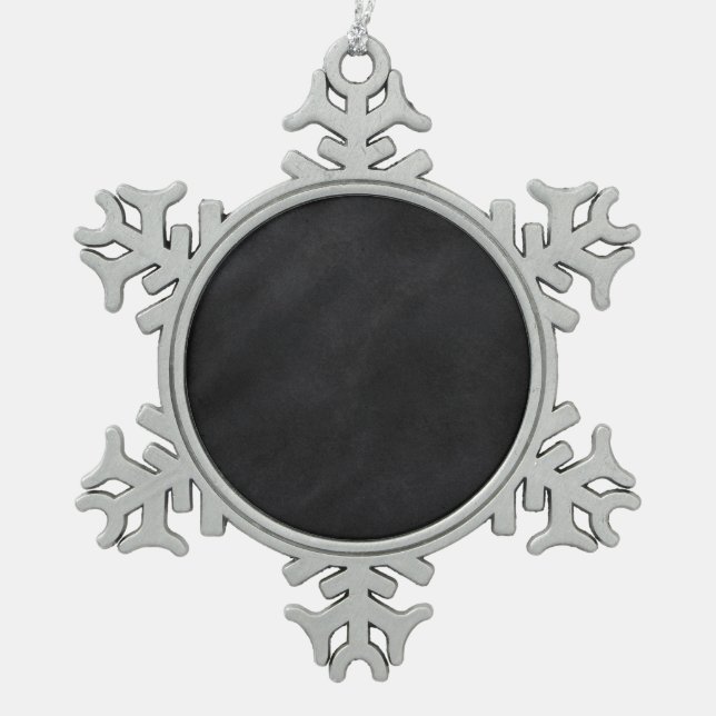 Retro Schwarze Khalkboard Textur Schneeflocken Zinn-Ornament (Vorderseite)