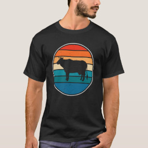 Retro Schwarze Kuh im Vintage-Stil süße Rinder T-Shirt