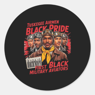 Retro Schwarze Luftwaffenangehörige Schwarze Gesch Runder Aufkleber
